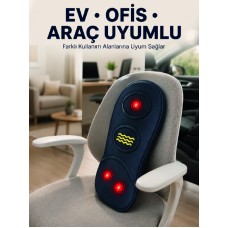 Isıtmalı Bel Masaj Minderi Ev Ofis Araç Uyumlu Titreşimli Destek - Lisinya
